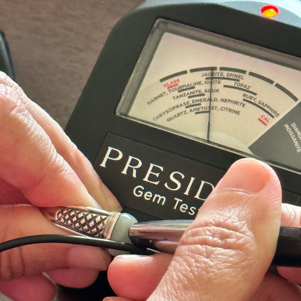 Vintage 925 Stamped Sterling Silver & Jade Jadeite Cabochon Ring Size 8 - Picture 9 of 13